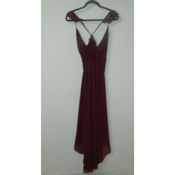 Lulu's Dress Here's to Us Burgundy‎ High-Low Wrap Dress Size X-Small - Picture 5 of 6